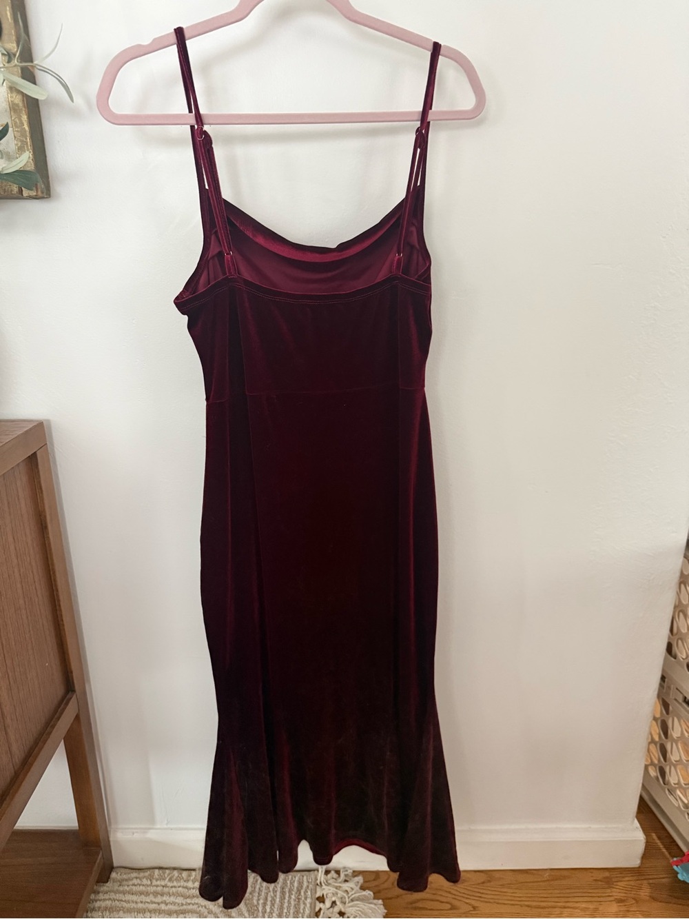 Cider Velvet Slip Midi Dress in Deep Burgundy - Picture 2 of 2